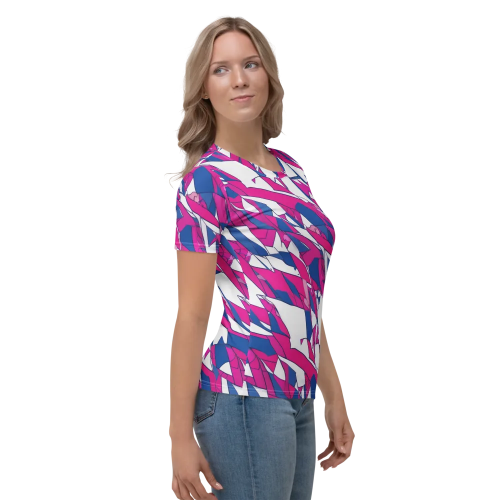 Blue Noise Bloom on Women's Crew Neck T-Shirt — Right