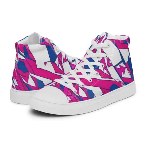 Blue Noise Bloom on a Women's High Top Canvas Shoes