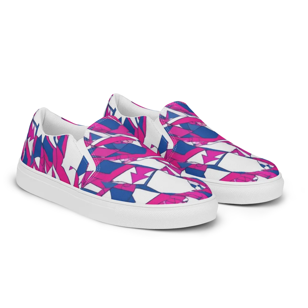 Blue Noise Bloom on Men's Slip-On Canvas Shoes — Right Front