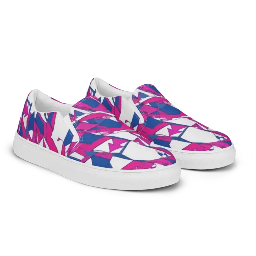 Blue Noise Bloom on a Men's Slip-On Canvas Shoes