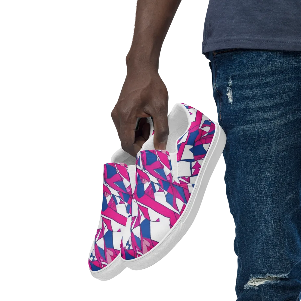 Blue Noise Bloom on Men's Slip-On Canvas Shoes — Left Front