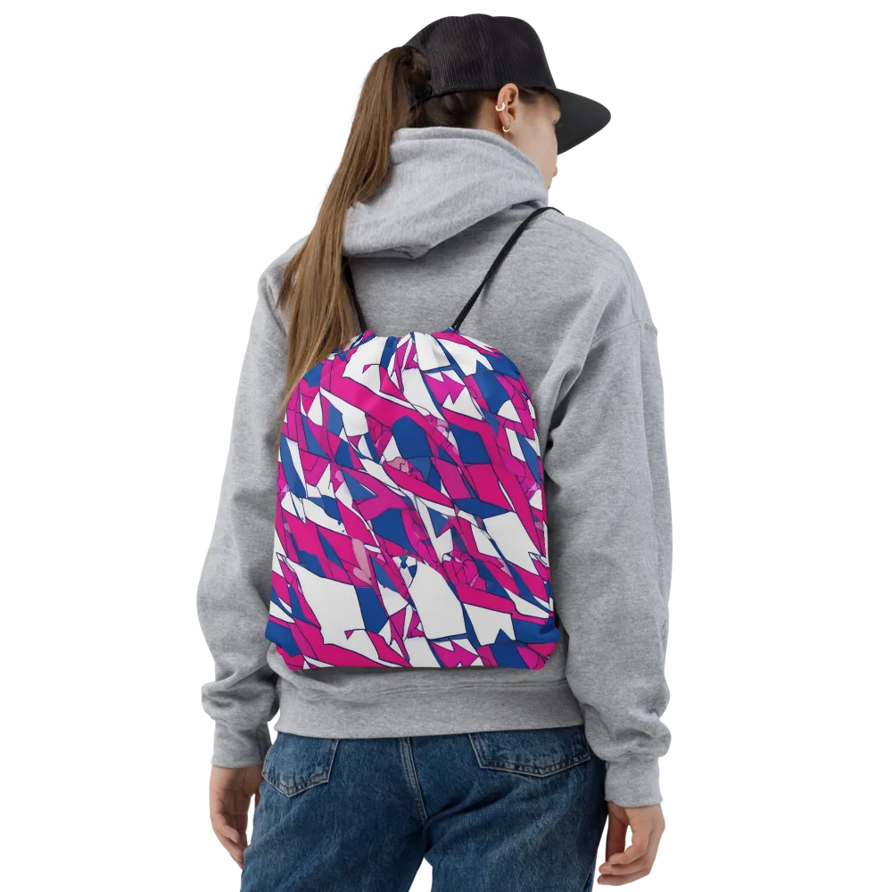 Blue Noise Bloom on Drawstring Bag — Front