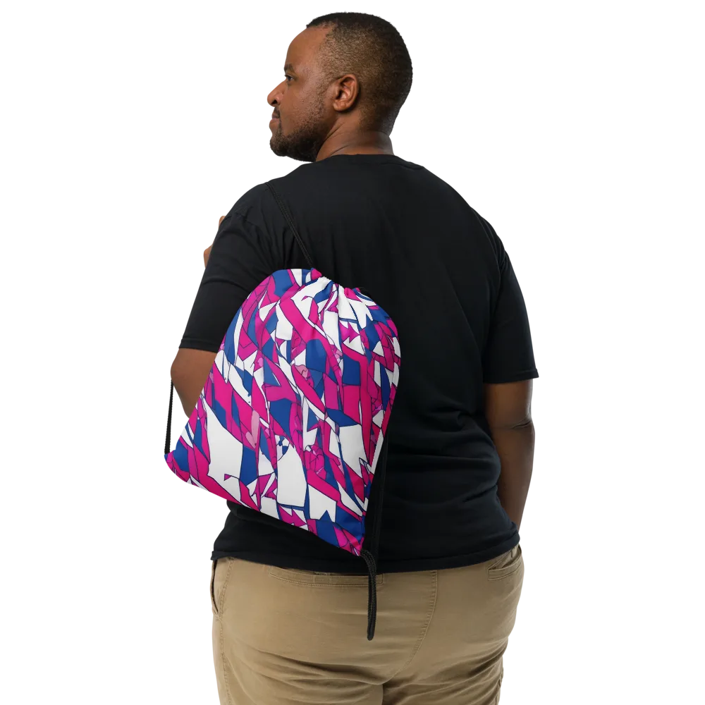 Blue Noise Bloom on Drawstring Bag — Front