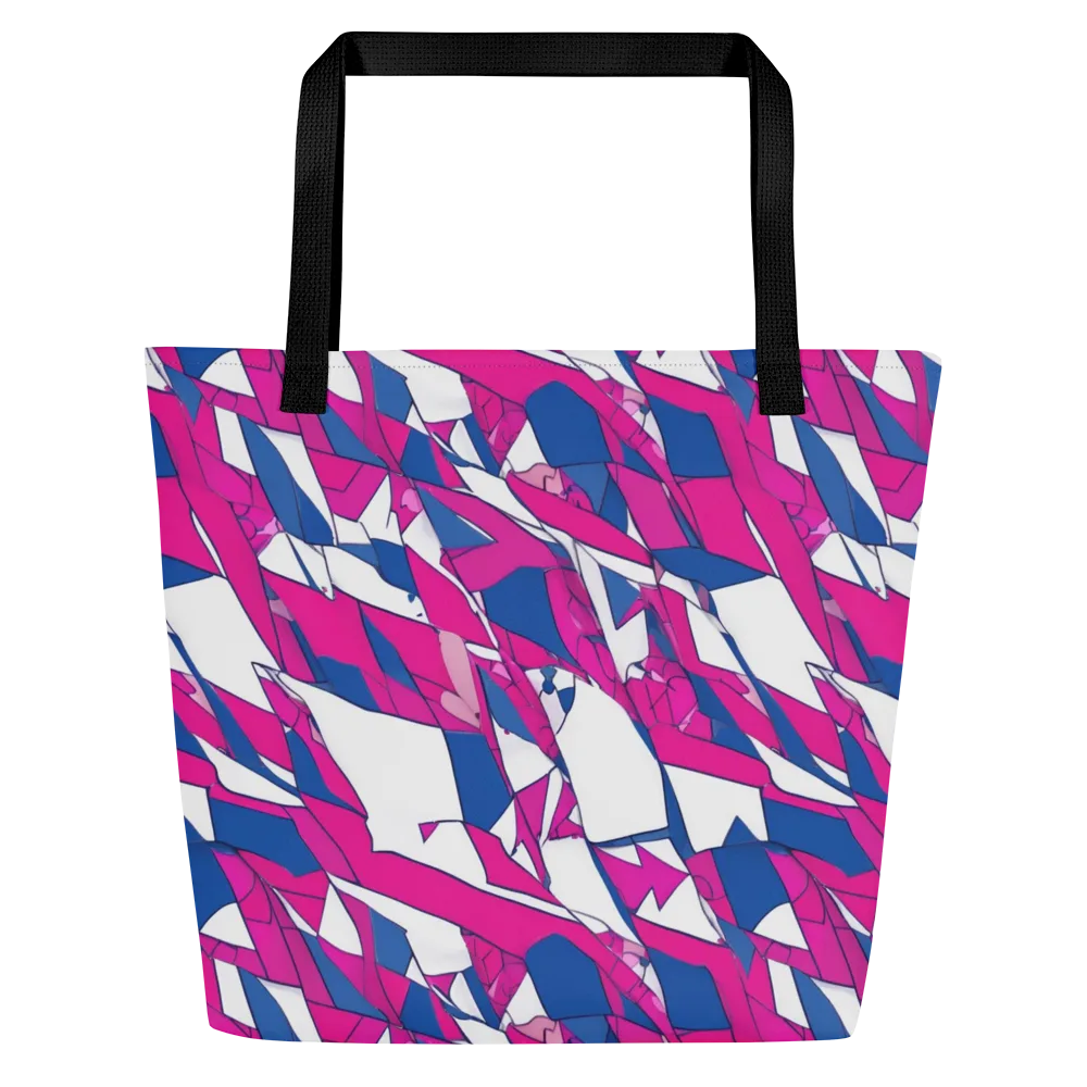 Blue Noise Bloom on Large Tote Bag W/ Pocket — Front