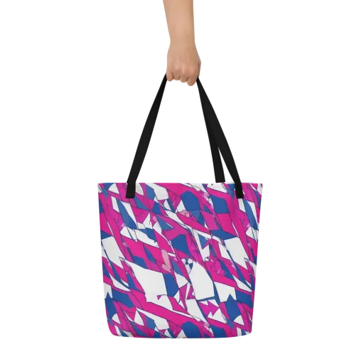 Blue Noise Bloom on a Large Tote Bag W/ Pocket