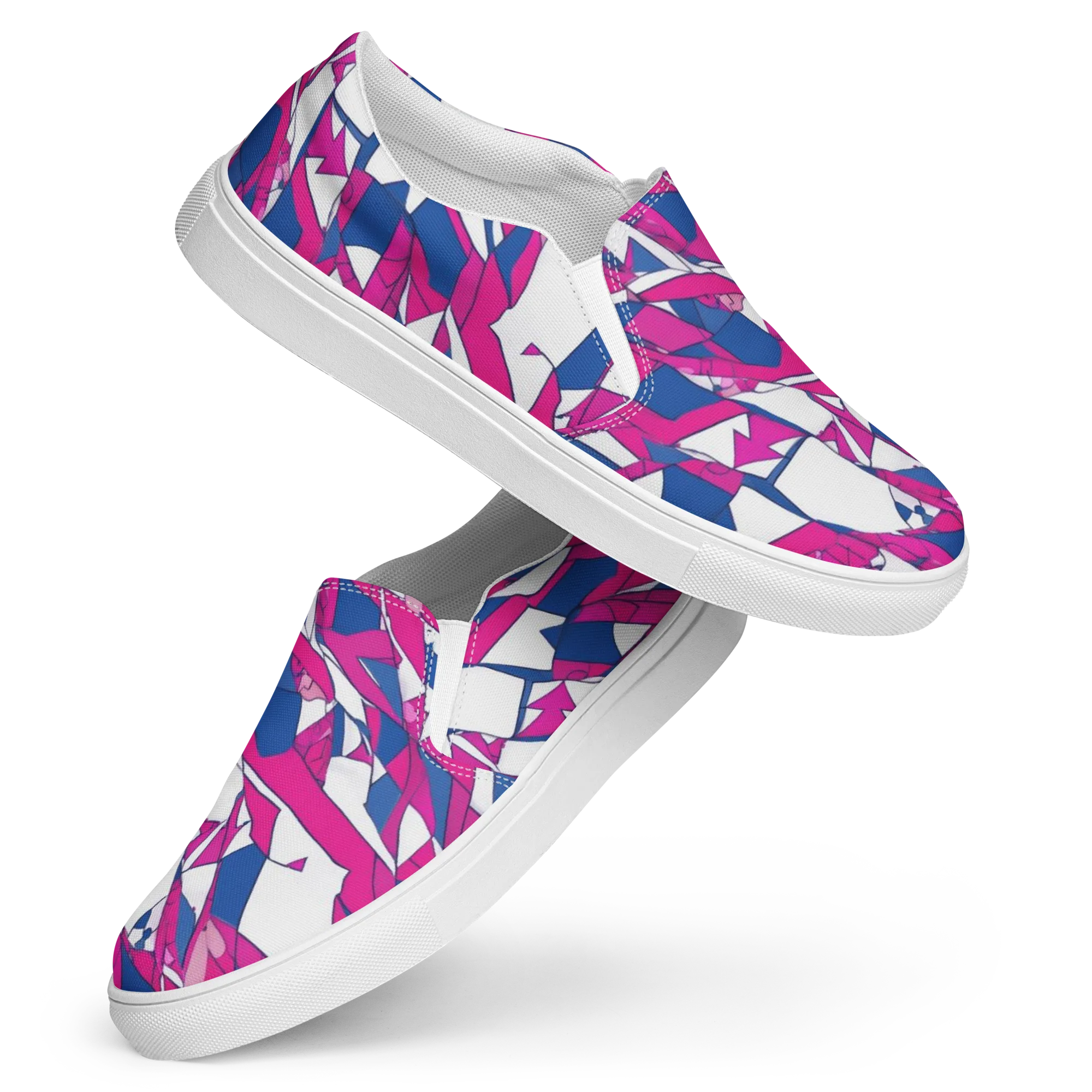Blue Noise Bloom on Women's Slip-On Canvas Shoes — Front