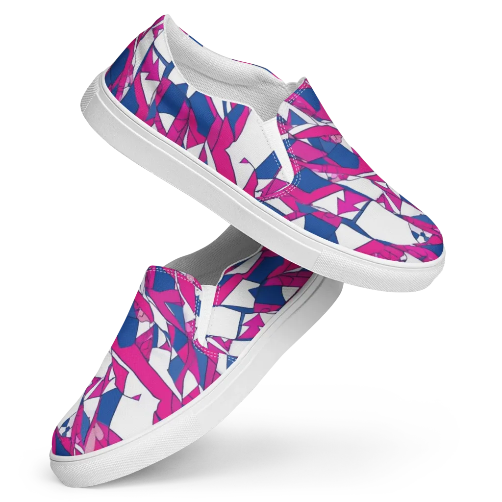 Blue Noise Bloom on Women's Slip-On Canvas Shoes — Front