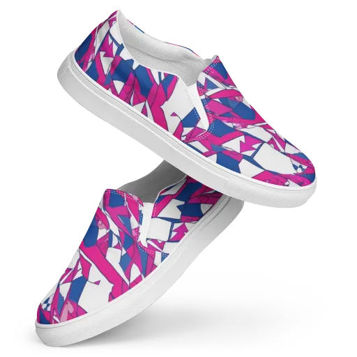 Blue Noise Bloom on a Women's Slip-On Canvas Shoes