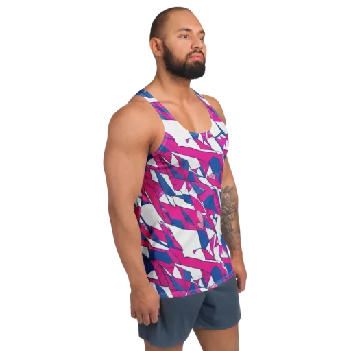 Blue Noise Bloom on a Men's Tank Top