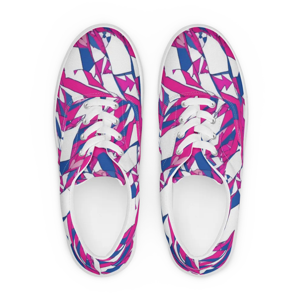 Blue Noise Bloom on Men's Lace-Up Canvas Shoes — Front