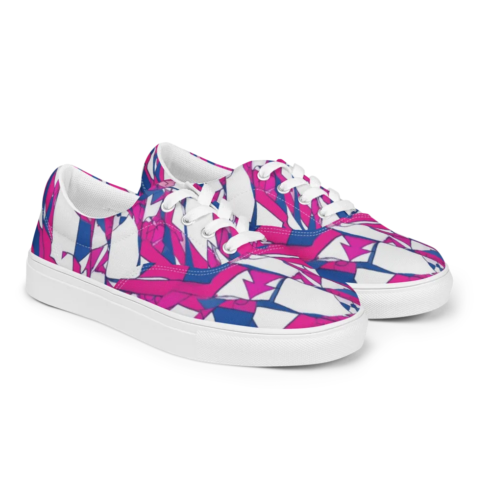 Blue Noise Bloom on Men's Lace-Up Canvas Shoes — Right Front