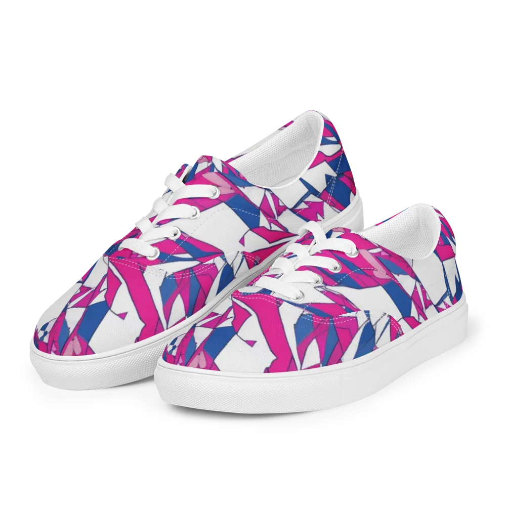 Blue Noise Bloom on Men's Lace-Up Canvas Shoes — Left Front