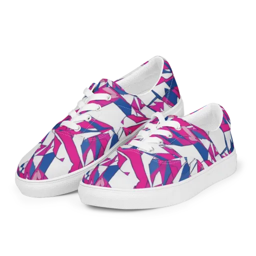 Blue Noise Bloom on a Men's Lace-Up Canvas Shoes