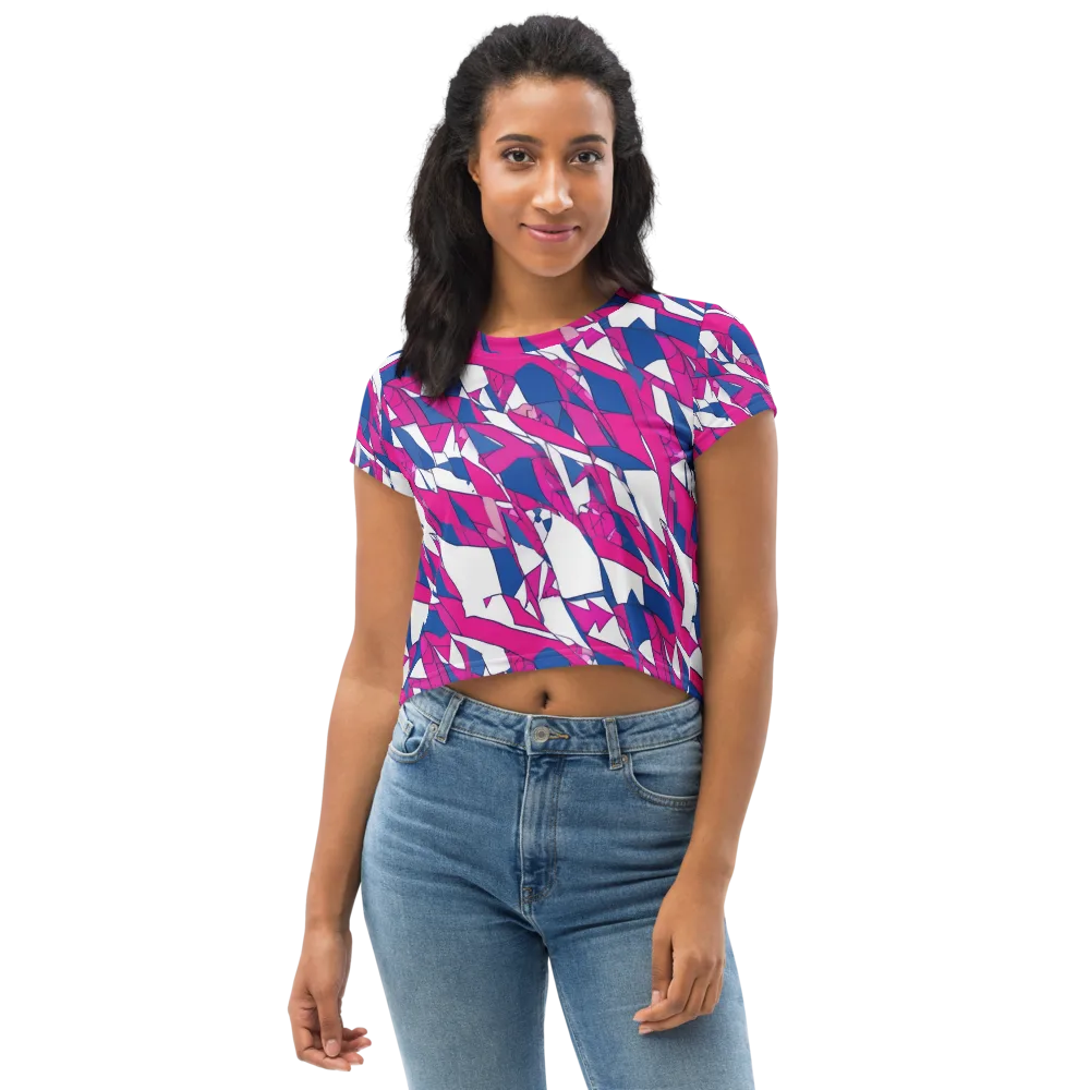 Blue Noise Bloom on Crop Tee — Front