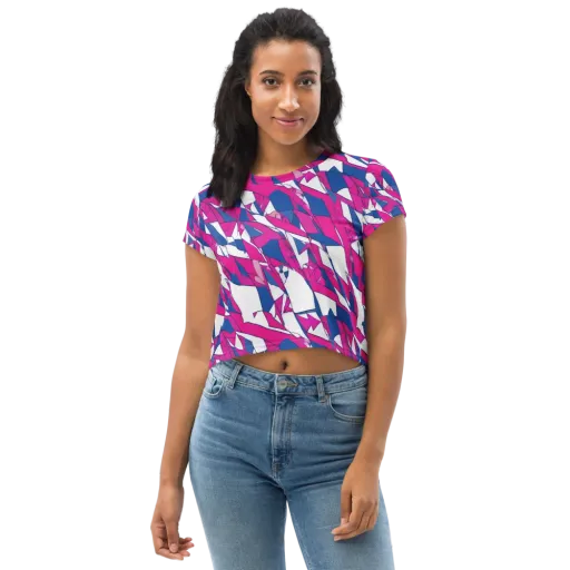 Blue Noise Bloom on a Crop Tee
