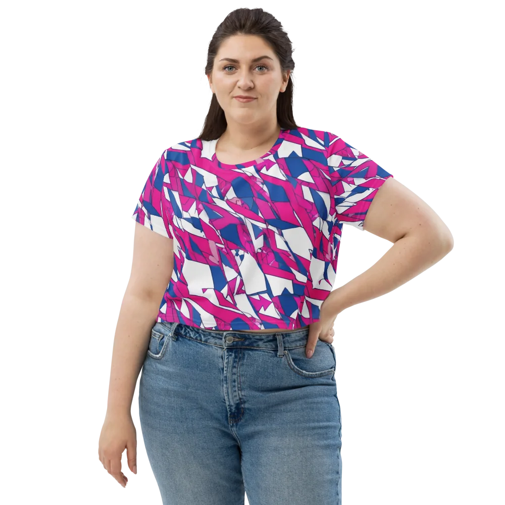 Blue Noise Bloom on Crop Tee — Front
