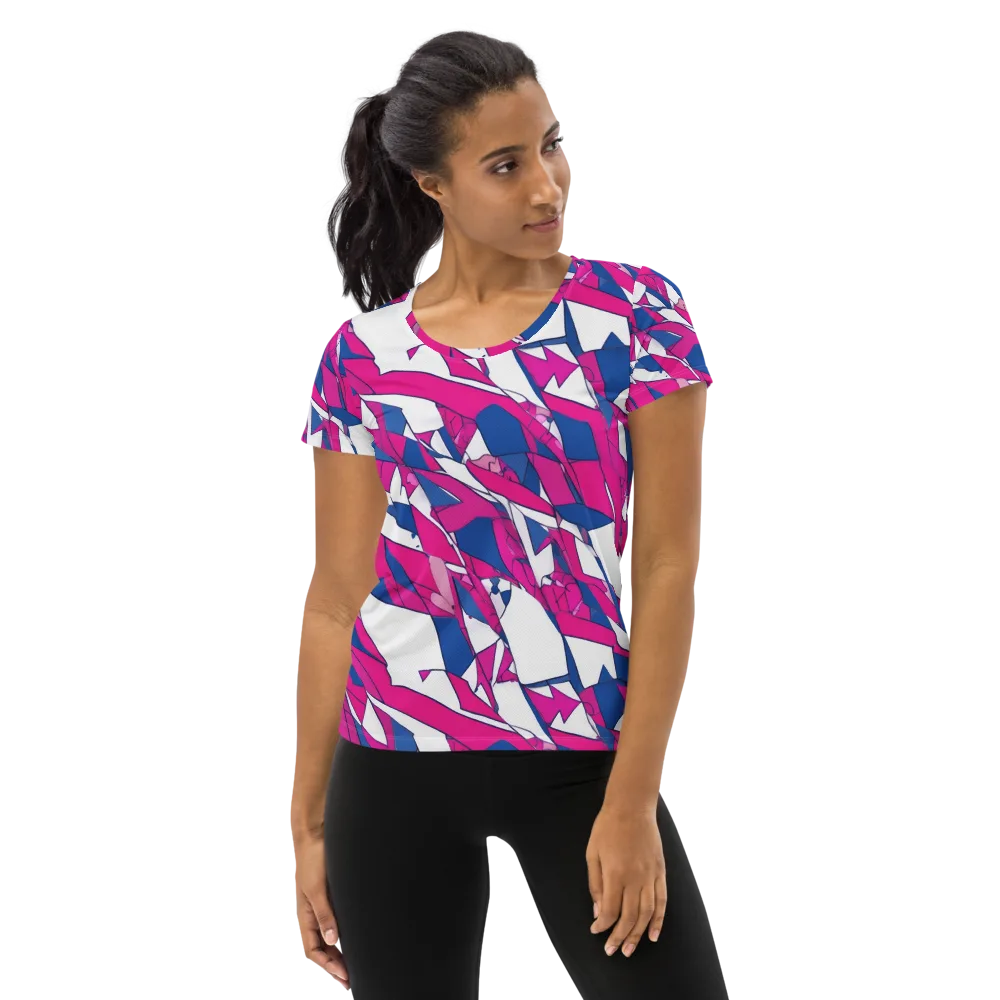 Blue Noise Bloom on Women's Athletic T-Shirt — Front