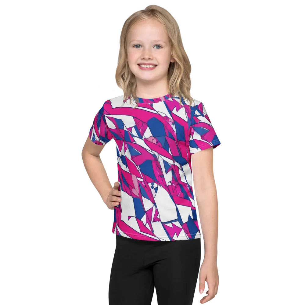 Blue Noise Bloom on Kids Crew Neck T-Shirt — Front