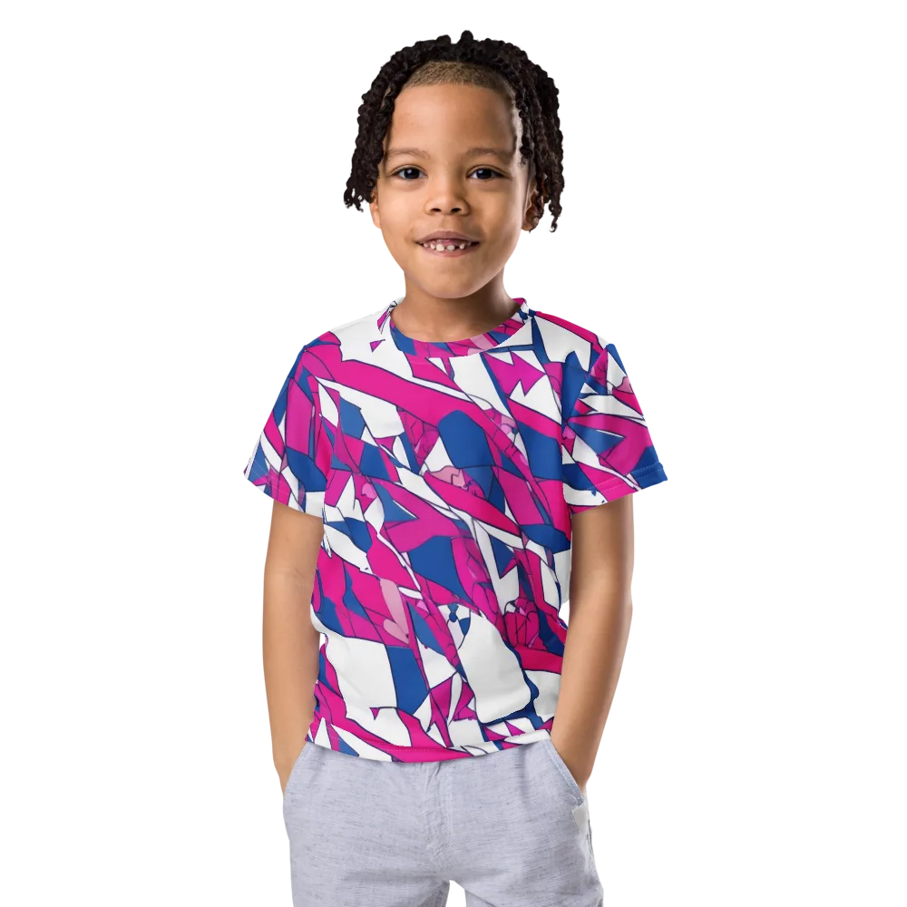 Blue Noise Bloom on Kids Crew Neck T-Shirt — Front