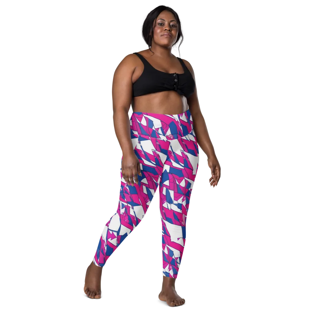 Blue Noise Bloom on Leggings with Pockets — Front