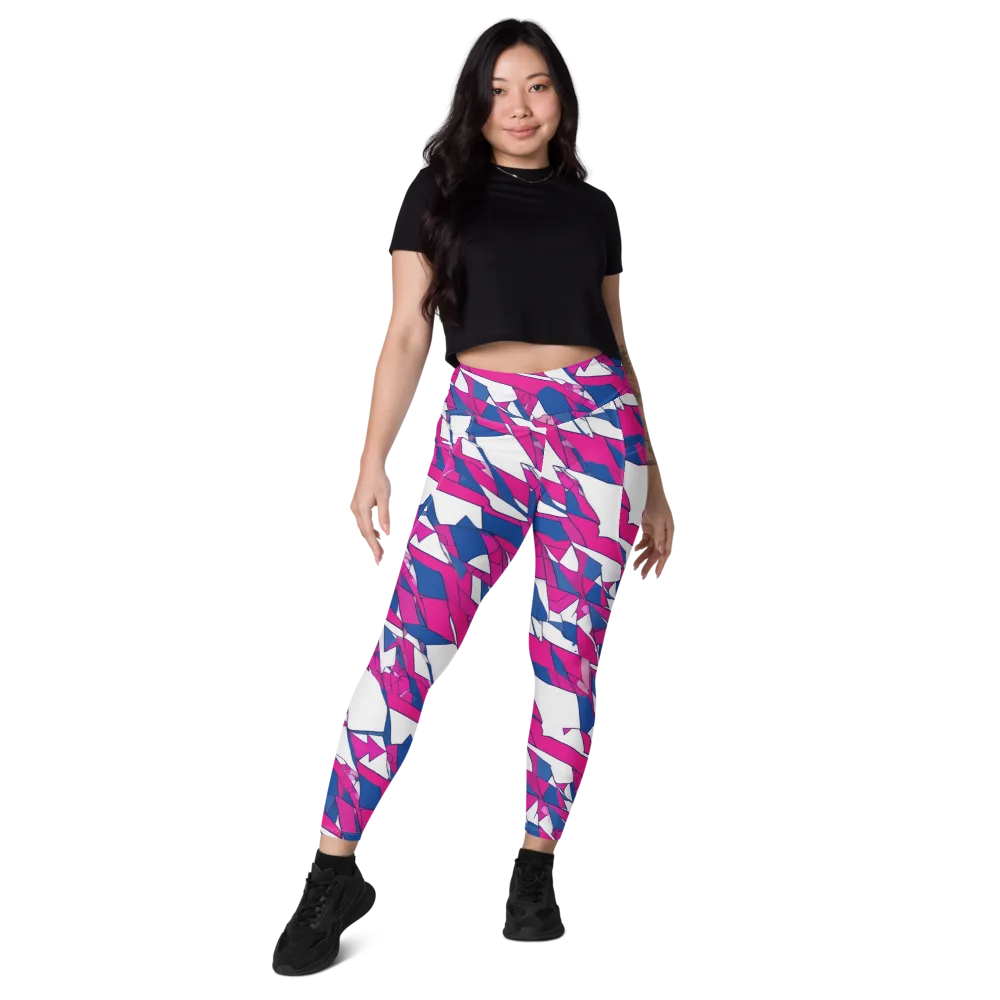Blue Noise Bloom on Leggings with Pockets — Front
