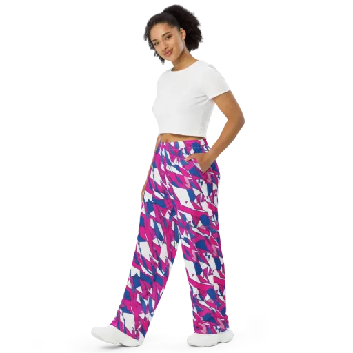 Blue Noise Bloom on a Wide-Leg Pants