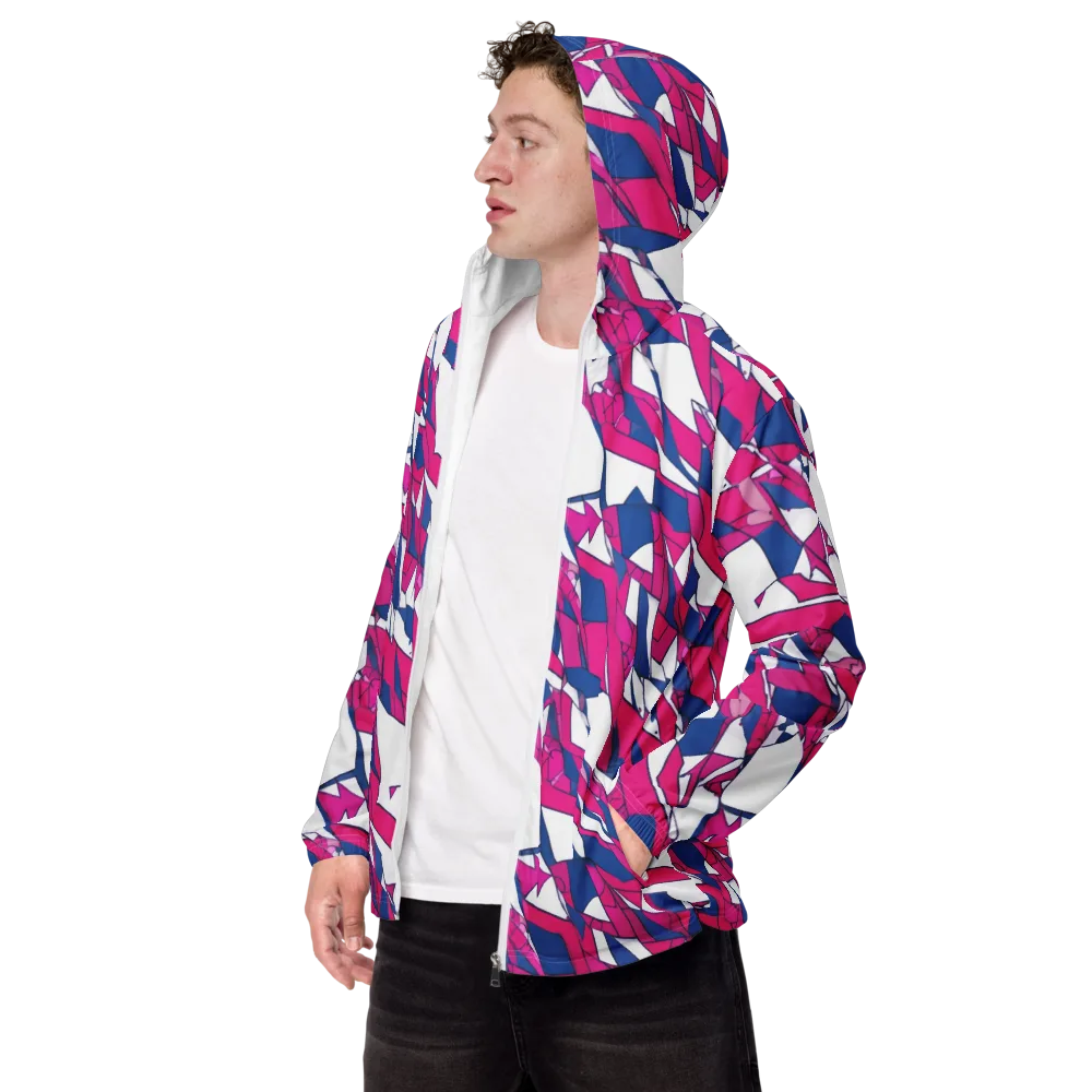 Blue Noise Bloom on Men's Windbreaker — Left Front