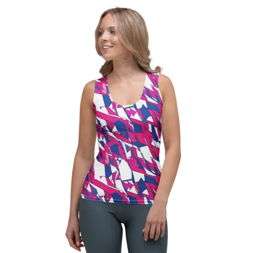 Blue Noise Bloom on a Women's Tank Top