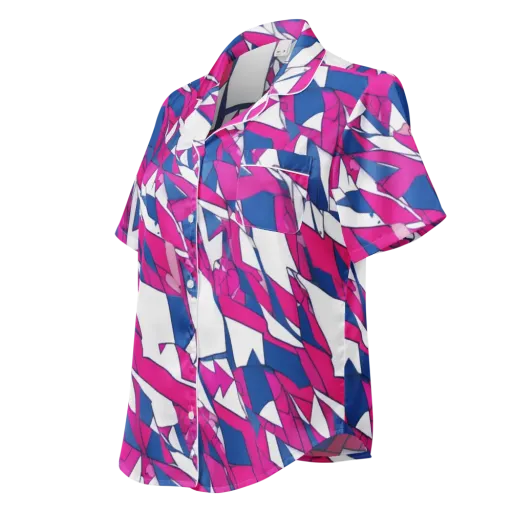 Blue Noise Bloom on a Women's Short Sleeve Pajama Top