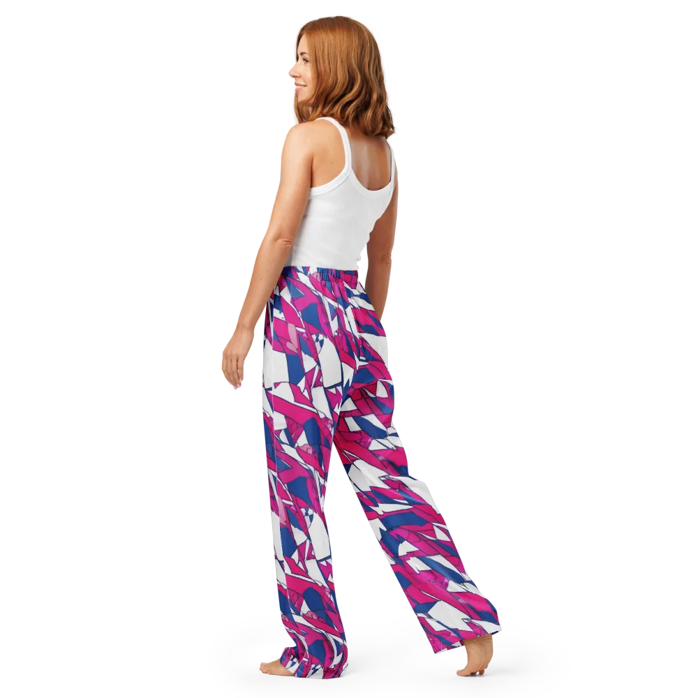Blue Noise Bloom on Women's Pajama Pants — Back
