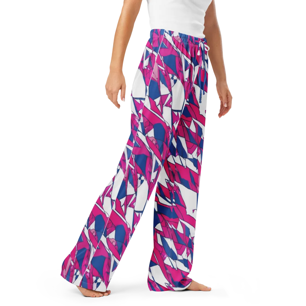 Blue Noise Bloom on Women's Pajama Pants — Right Front