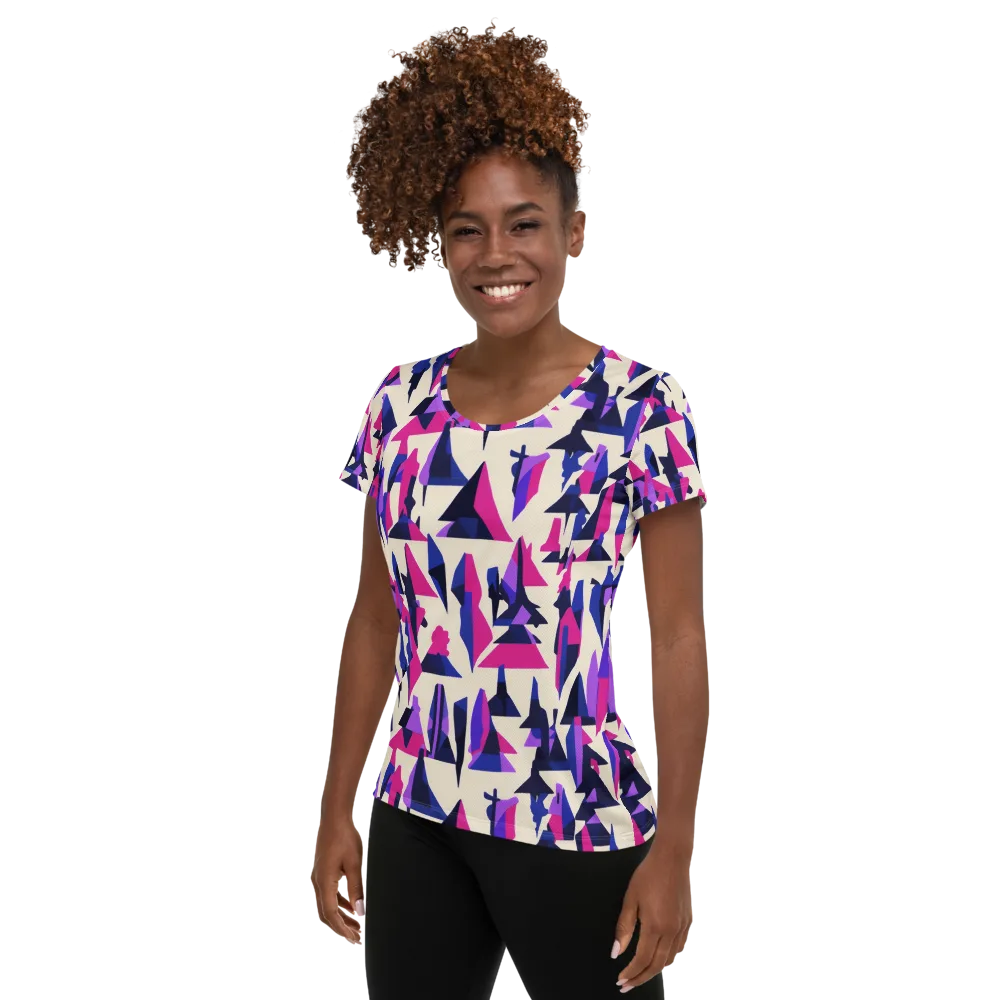 Electric Ridgeline on Women's Athletic T-Shirt — Left