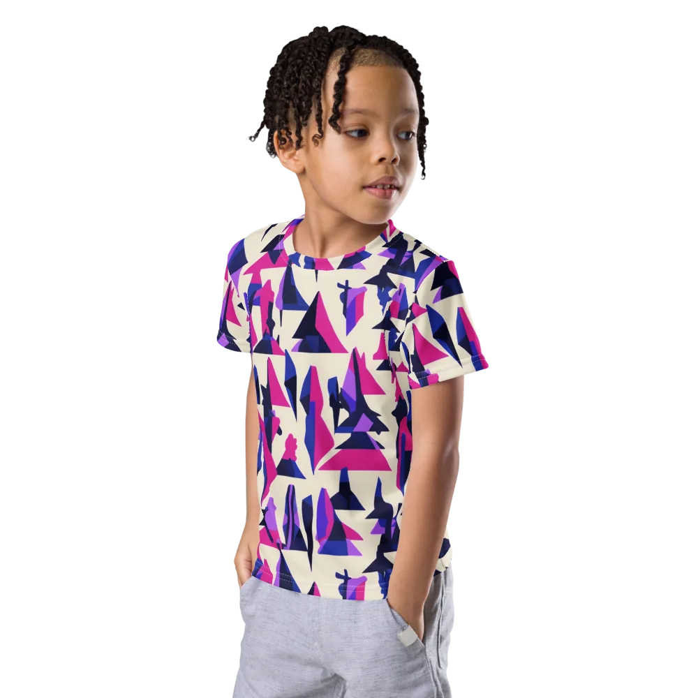 Electric Ridgeline on Kids Crew Neck T-Shirt — Left Front