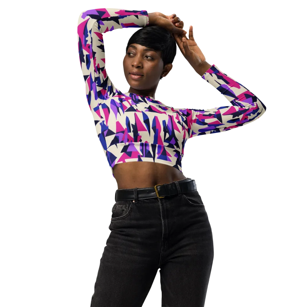 Electric Ridgeline on Long Sleeve Crop Top — Front