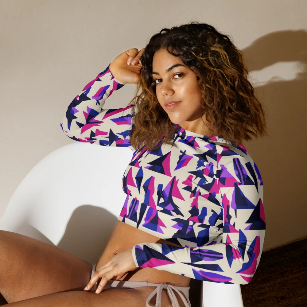 Electric Ridgeline on Long Sleeve Crop Top — Left Front