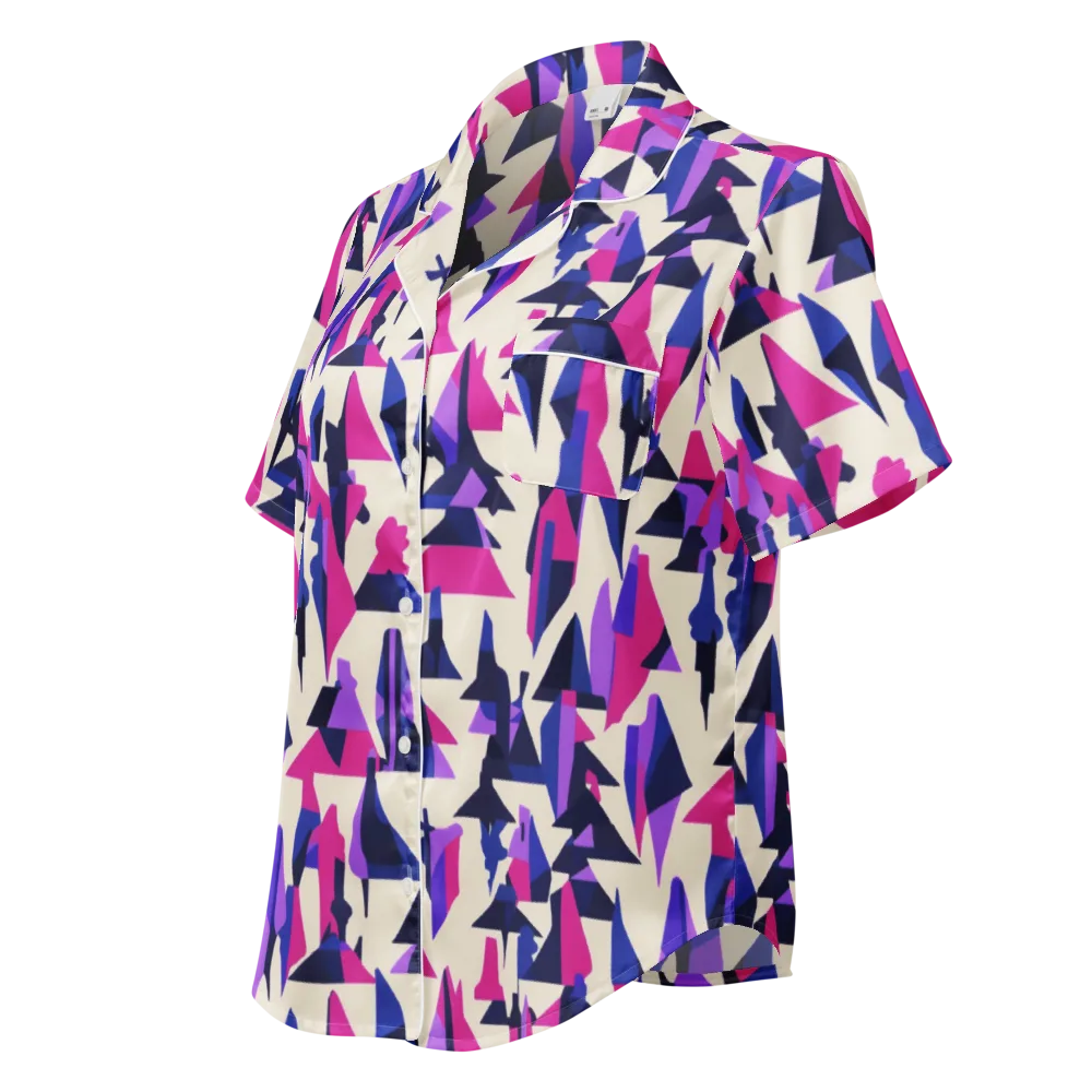 Electric Ridgeline on Women's Short Sleeve Pajama Top — Left Front