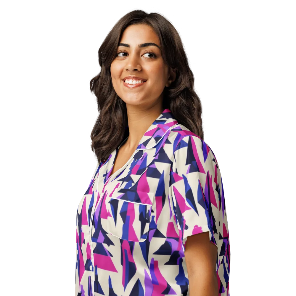 Electric Ridgeline on Women's Short Sleeve Pajama Top — Left Front