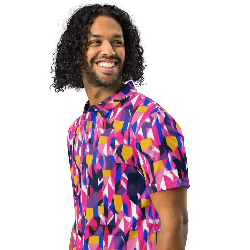Laser Petal on Men's Slim Fit Polo Shirt — Left Front