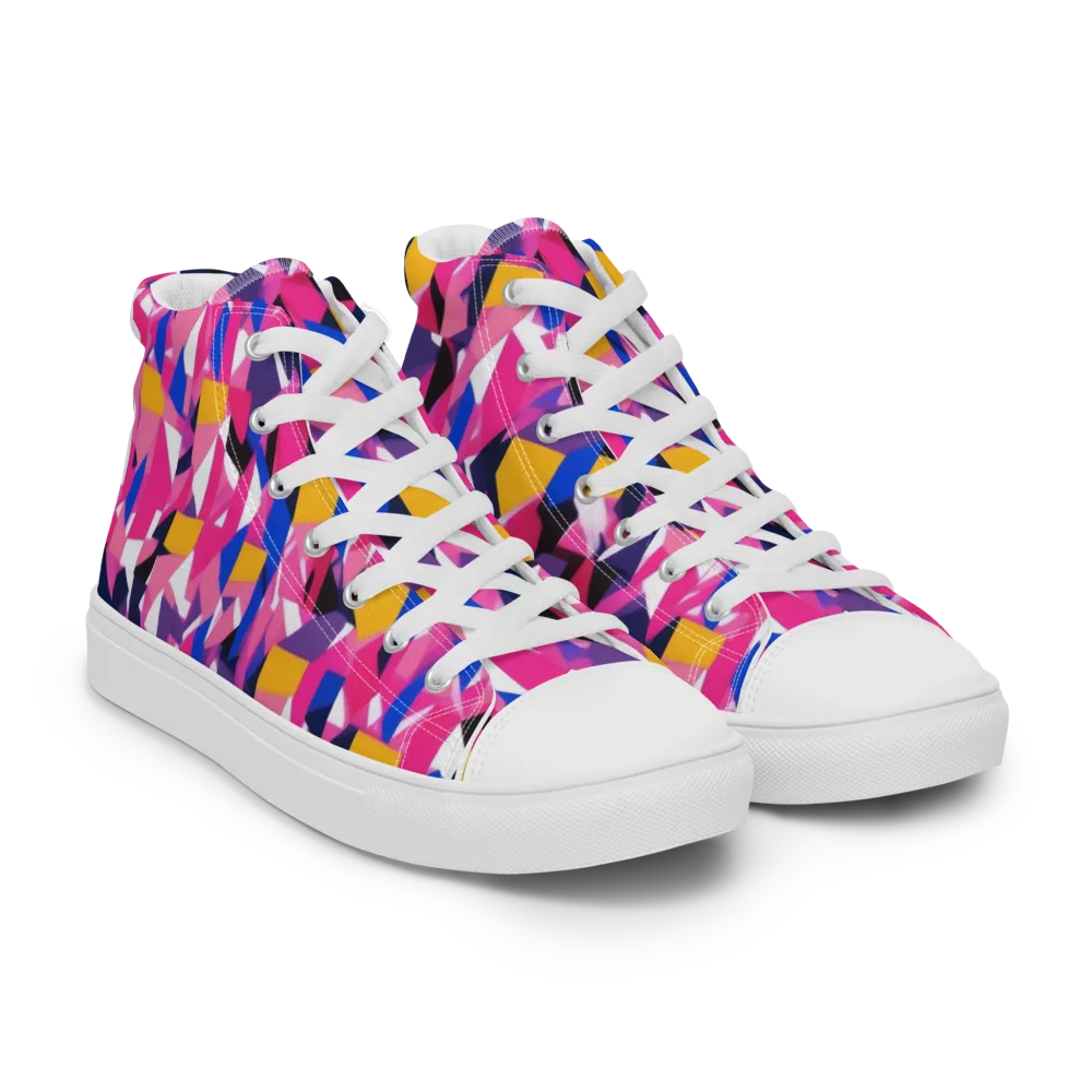 Laser Petal on Men's High Top Canvas Shoes — Right Front