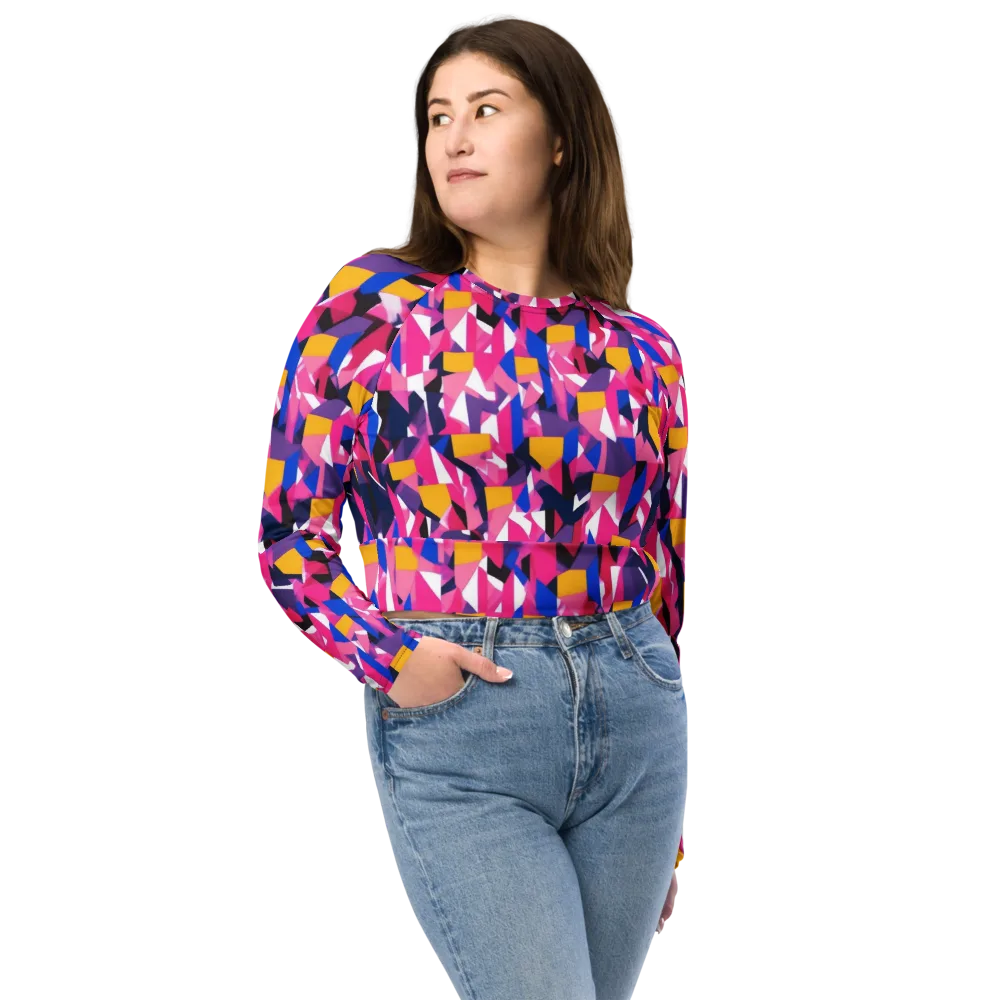 Laser Petal on Long Sleeve Crop Top — Front