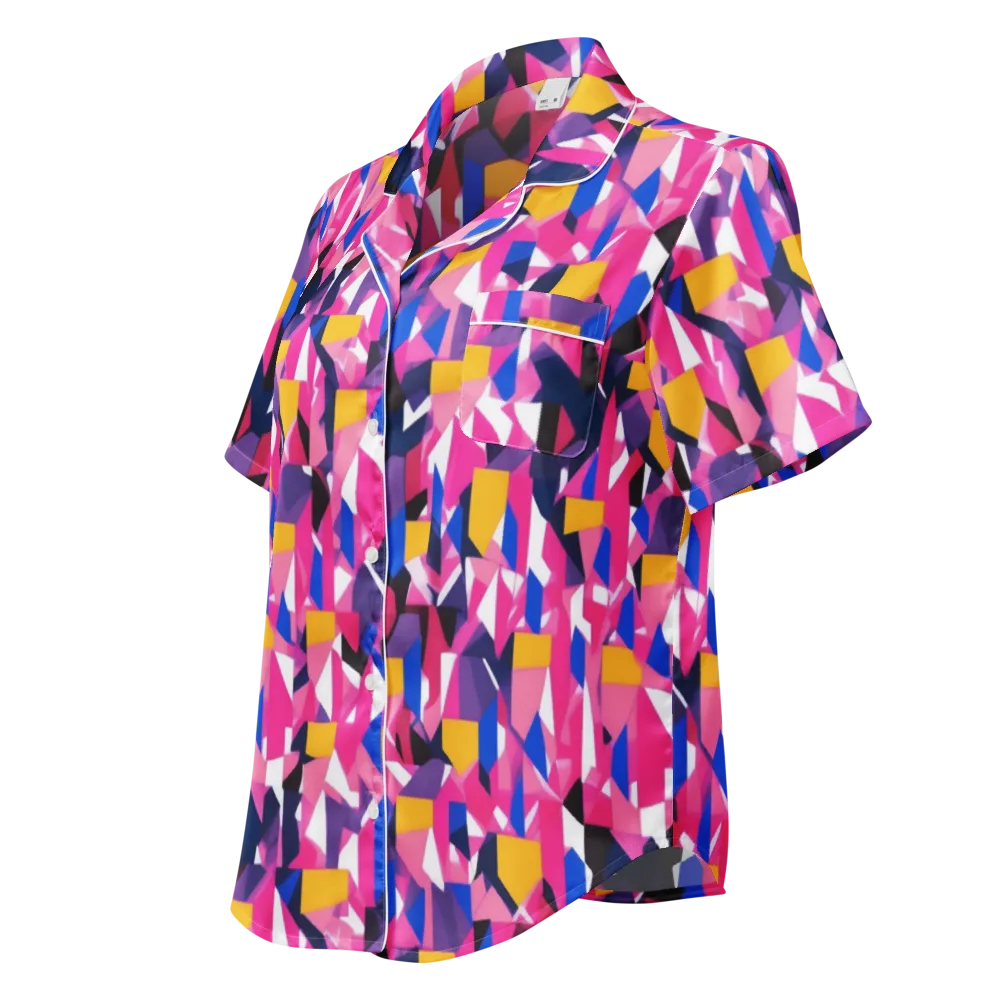 Laser Petal on Women's Short Sleeve Pajama Top — Left Front