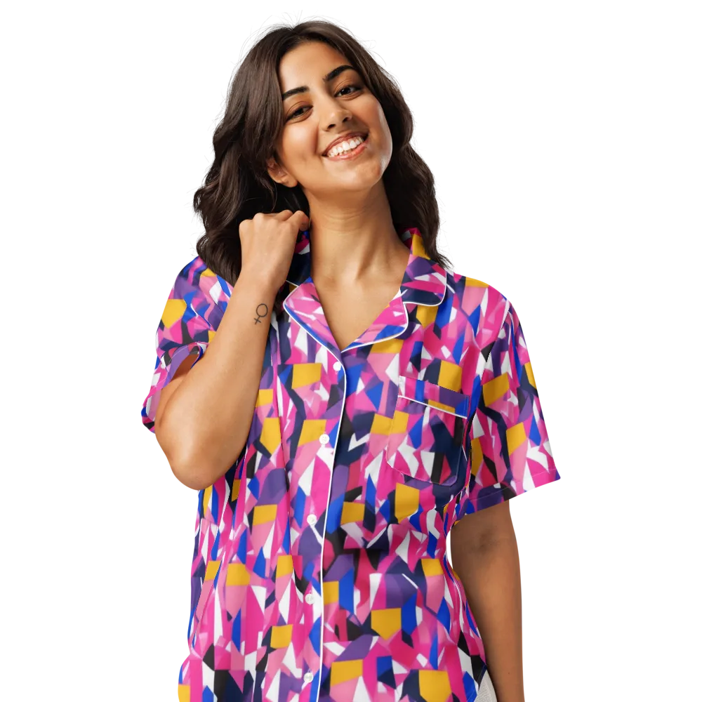 Laser Petal on Women's Short Sleeve Pajama Top — Front