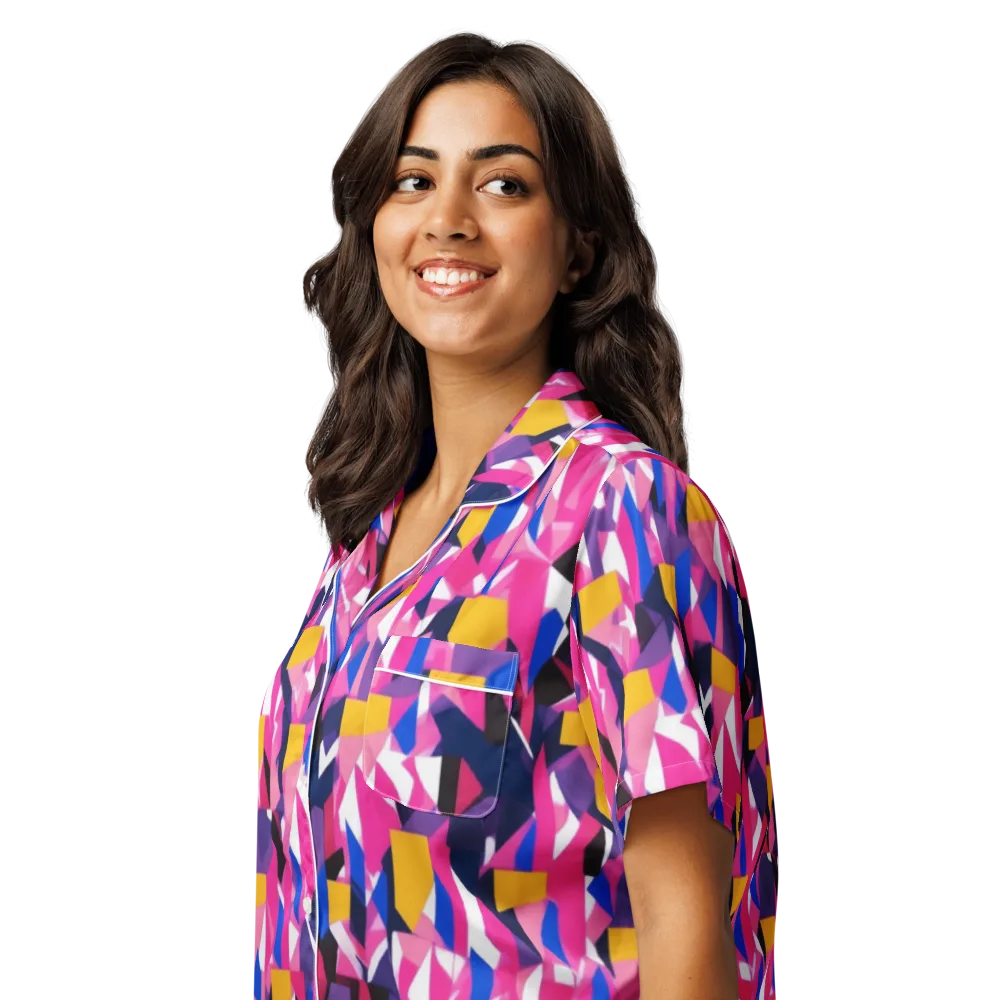 Laser Petal on Women's Short Sleeve Pajama Top — Left Front