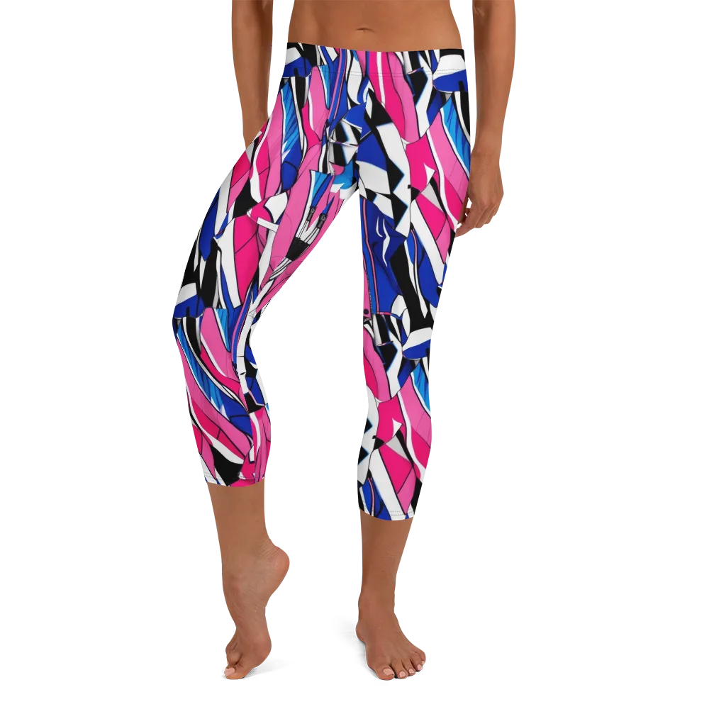 Neon Tailored Chaos on Capri Leggings — Front