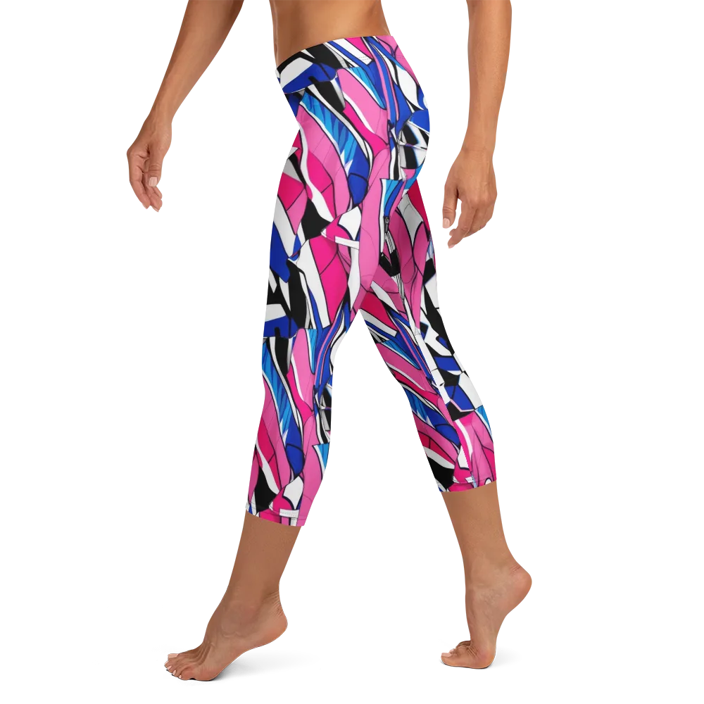Neon Tailored Chaos on Capri Leggings — Left