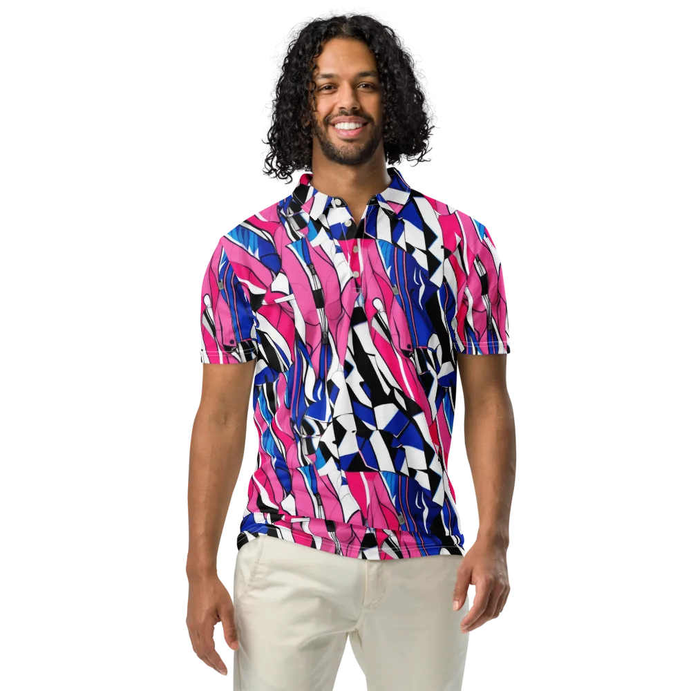 Neon Tailored Chaos on Men's Slim Fit Polo Shirt — Front