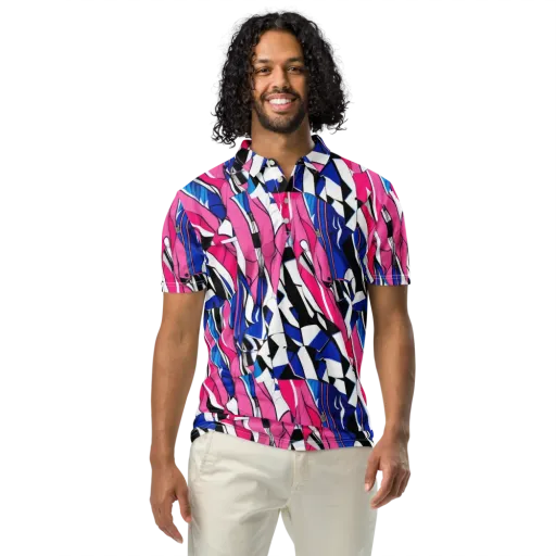 Neon Tailored Chaos on a Men's Slim Fit Polo Shirt