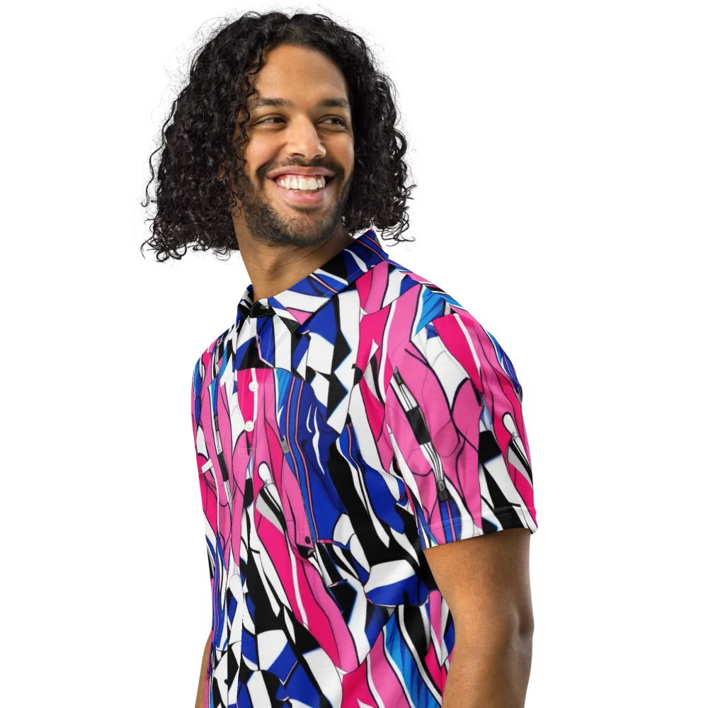 Neon Tailored Chaos on Men's Slim Fit Polo Shirt — Left Front