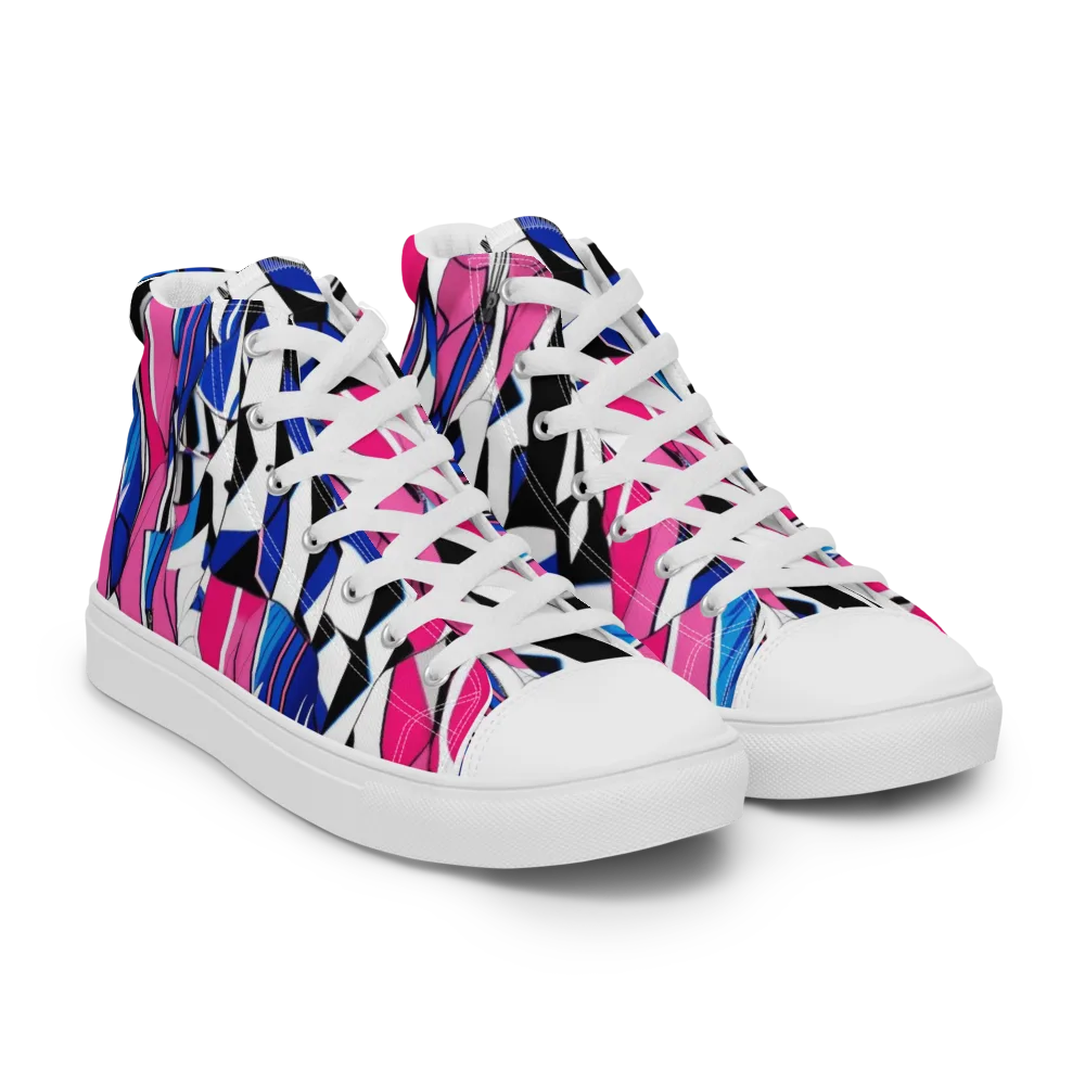 Neon Tailored Chaos on Men's High Top Canvas Shoes — Right Front