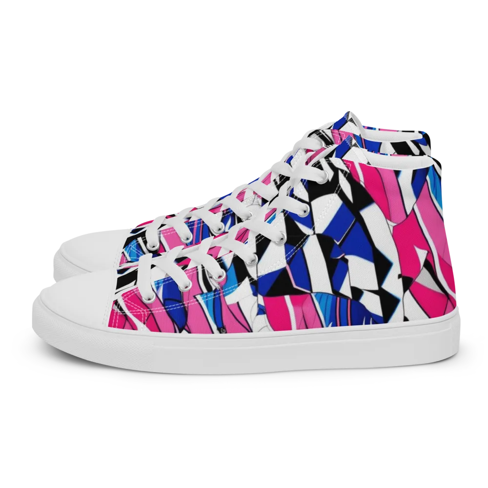 Neon Tailored Chaos on Men's High Top Canvas Shoes — Left